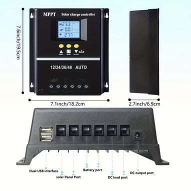 Controladores de carga solar MPPT de 100A con pantalla LCD, utilizado para baterías de 12V/ 24/36/48 - Img 121616245