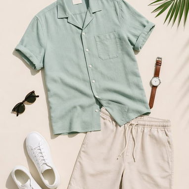 Conjunto Shorts y camisa de lino 58547626 - Img 122618793