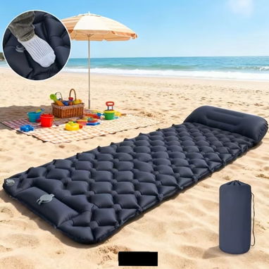 Colchoneta inflable ultraligera para acampar cuenta con un diseño ergonómico de celdas y una almohada integrada - 4/5