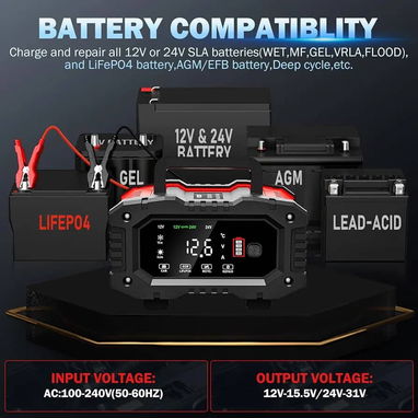 Cargador de batería Carga, repare y mantenga baterías de plomo ácido de 12 y 24v.  100 USD - 5/7