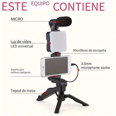 ☎️53544655 🛵 Entrega Disponible ⭐ Trípode para teléfono móvil con micrófono y luz led⭐ - Img 103034747