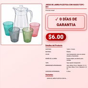 JUEGO DE JARRA PLÁSTICA CON VASOS TCPC-001 . - Img 57881863