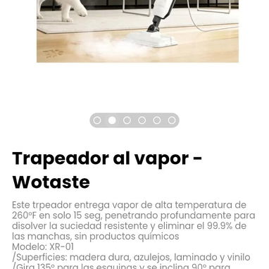 Trapeador al vapor - Wotaste. Modelo: XR-01 - 2/6