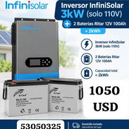 📌Inversor INFINISOLAR 3KW (110V) + 2 baterías Ritar 12V/100Amp para 2Kwh ‼️‼️‼️ - Img 57638669
