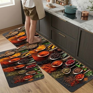 👩🏻‍🍳Alfombras para cocina en Set de 2 piezas  ✅Medidas: 50 cm la pequeña y 150 cm la grande  💵$12 usd - 5/7