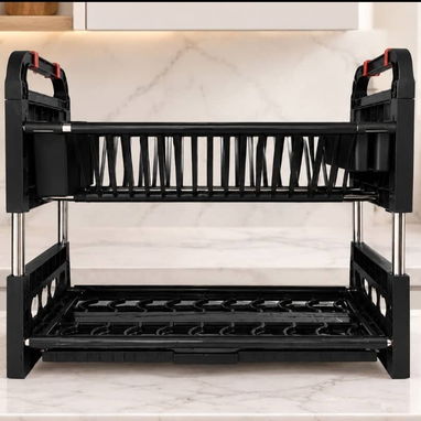 Platero escurridor de platos de 2 niveles (negro) - 2/2