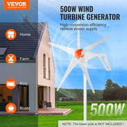 Generador Eólico VEVOR 500W 12V Turbina de Viento 5 Aspas Con Controlador MPPT Kit Con Anemómetro P0691-AV004 - Img 57441978