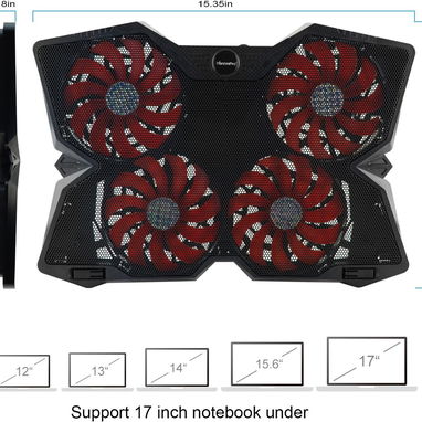 ✔️Base para laptop, enfriamiento para laptop con 4 ventiladores con luz LED roja, altura ajustable, portátil de hast - Img 123398304