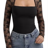 Camisetas sexy de manga larga con cuello cuadrado para mujer, ajuste delgado - Img 56663845