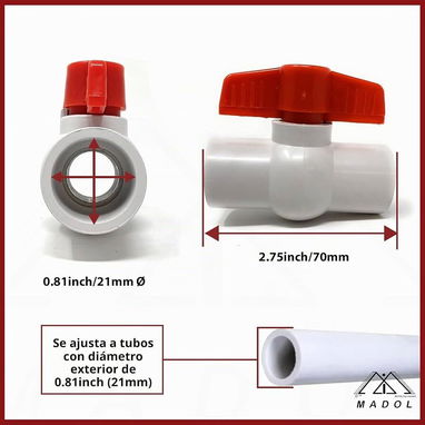 Llave De Paso De Bola ½ PVC Aquatek AQUATEK - 3/3