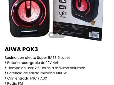 !!!AIWA POK3 de 1000W Sistema de audio bluetooth con efecto Super BASS / 2 altavoces de 6.5" + 2 tweeters de 2"...!!! - Img main-image