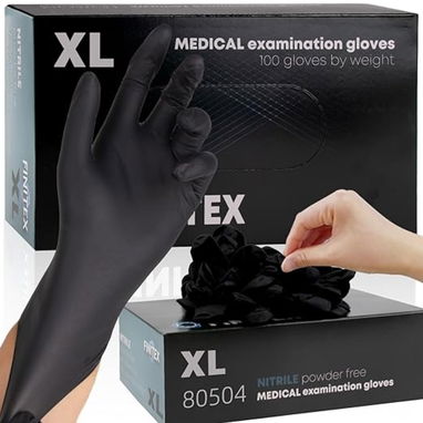 Guantes de Nitrilo Negro FINITEX - Sin polvo, son latex. 100 unidades 🌐 - 2/3