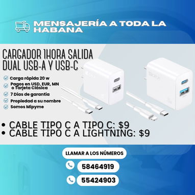⚡ CARGADORES 1HORA ⚡ VARIOS MODELOS CABLE V8, TIPO C Y IPHONE. DESDE LOS 4 USD HASTA LOS 9 USD. - Img 120668283