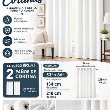 Cortinas  blackout ser de 2 paños - 6/8