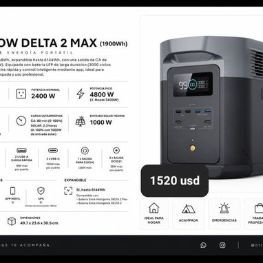 Ecoflow (varios modelos) Delta 2, Delta 2 max, delta 3 clásica, delta 3 max, delta pro ultra, delta 3 plus,delta 3,etc - 6/8