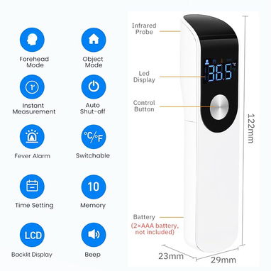 🌡️👶🧑‍⚕️ Termómetro Digital Infrarrojo Sin Contacto – Frente, LCD, Alarma de Fiebre, Lectura Instantánea ℃/℉ - 2/8