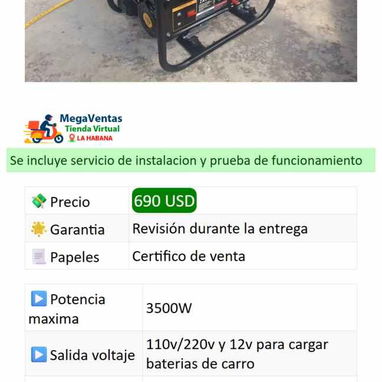 Planta Eléctrica Dual Fuel ZASC 3500 W, soporta de forma original gas de la calle balita y gasolina, nada de adaptacion. - Img 125237929