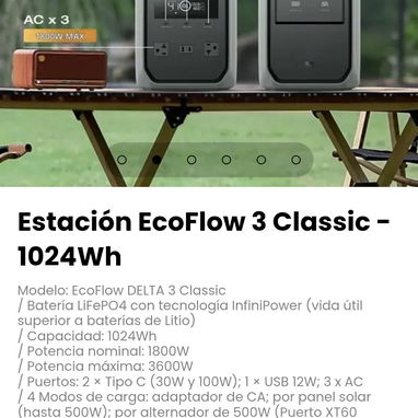 Estación EcoFlow 3 Classic - 1024Wh Modelo: EcoFlow DELTA 3 Classic - 2/6