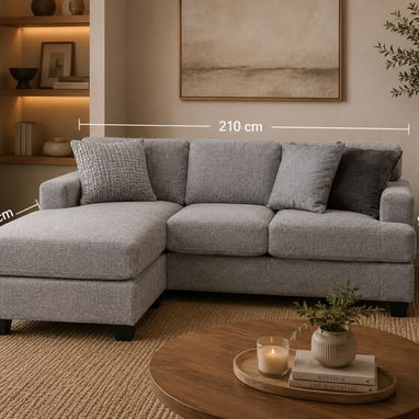 Sofá Esquinero de Gamuza Gris con Chaise Longue(CVV+) - 2/2