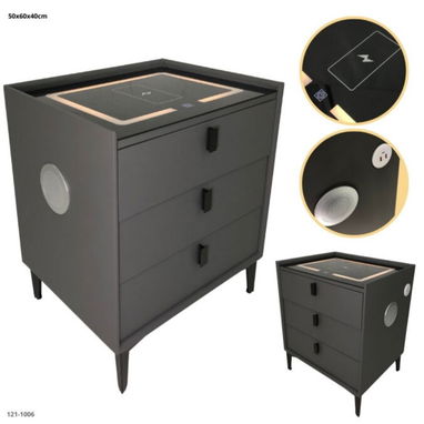 🚧 MESA DE NOCHE CON BLUETOOTH CON 3 GAVETAS 50 x 60 x 40 cm 🚧 - Img 117705882