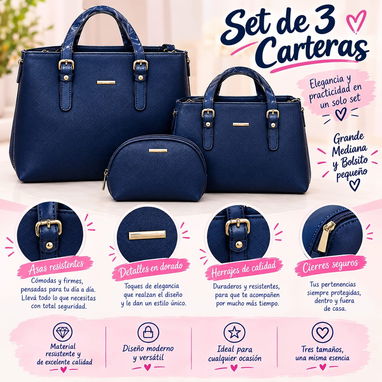 Juego de carteras de 3 piezas excelente material y buena capacidad  35 USD el set - 2/2