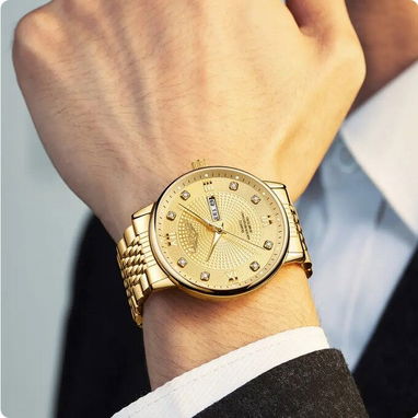 LANGQIES Reloj Elegante Automático 42mm (Gold) | Con garantía | videojuegoshabana.com - Img 122880027