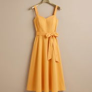 Vestido de mujer elegante largo color amarillo con lazo y tirantes [Talla M/L] 20usd - Img 56120833