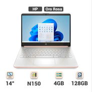 Laptop HP 14", Procesador Intel N150 (Modelo: 14-dq6015dx), 4 GB RAM, 128 GB UFS - Oro Rosa 🔶 $285 - Img 57688248