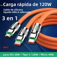 Cable 3 en 1 carga rápida y datos/ cable USB a IOS, ANDROID y micro USB - Img 52161276