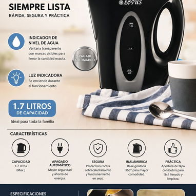 Jarra eléctrica para hervir agua de 1.7 L. Tetera eléctrica 🪻 - Img 126783427