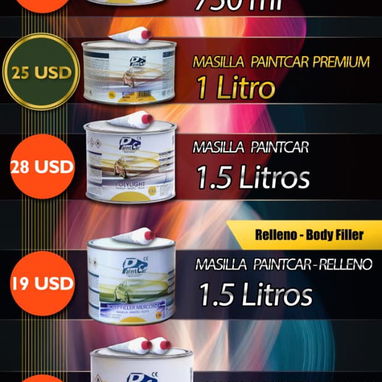 Materiales de pintura automotriz (Masilla, Bono, Barniz, Disolvente, catalizador y más) - 2/6
