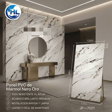 PANEL PVC Mármol Nero Oro Dimensiones: 2.44 m de largo, ancho 1.22 m, grosor 3 mm - 2/3