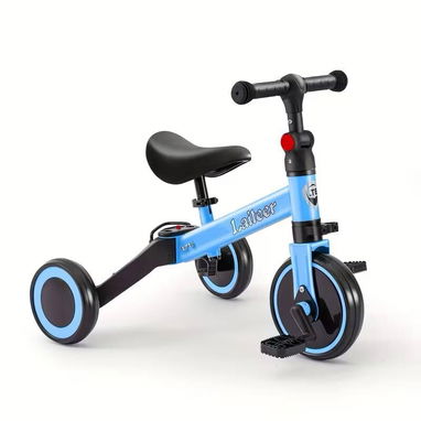 Triciclo para niños 3 en 1. con ruedas traseras plegables. Colores amarillo, azul y Rosa - 2/6