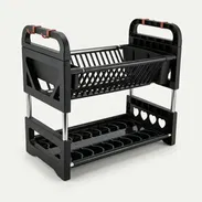 Platero escurridor de platos de 2 niveles (negro) - Img 58281212