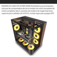 KEDIERS PC CASE ATX 6 PWM ARGB Ventiladores preinstalados, carcasa de computadora de torre media con vidrio templado de - Img 56011766