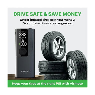 Inflador de neumáticos portátil Airmoto BP198 con manómetro digital, luz LED y apagado automático - 3/3