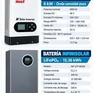 Combos Inversor solar MUST de 6 kW con onda senoidal pura más Batería Infinisolar LiFePO₄ de 15,36 kWh, 51,2 V y 300 Ah. - Img 58439629