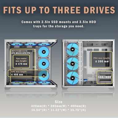PC CASE ATX 9 PWM ARGB Ventiladores preinstalados, funda de PC para juegos de torre media, carcasa panorámica de vidrio - Img 108724503