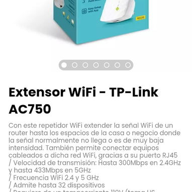 Extensor WiFi - TP-Link AC750. Extiende la señal WiFi de un router hasta los espacios de la casa donde no llega la señal - Img 123080590