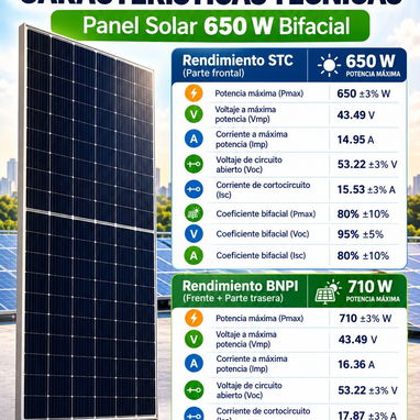 Panel solar bifacial Bluesun 650W - 2/2