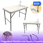 Fregadero plástico con llave y conexiones - Img 54928591