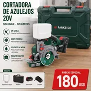 Sierra cortadora de azulejos, inalámbrica 1 bateria 20V, disco 125mm, con depósito de agua, Marca Parkside de Alemania - Img 55778457