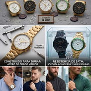 Relojes SALCO. Analógico de Pila/Batería, Manilla de Acero, Resistente al Agua 3ATM. WATER PROF. Color dorado, negro pla - Img 55774192