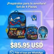 ✨ ALTA GAMA 🎒COMBO DE MOCHILA 4 PIEZAS🌀SONIC ORIGINAL 🇺🇲 MOCHILA, LLAVERO, LUNCHERA Y AUDÍFONOS DE CASCO - Img 56359590