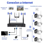 Cámaras de Seguridad Inalámbricas, Sistema de vigilancia,Kit Seguridad Cámaras Video-vigilancia Nvr 4canale Disco500gb - Img 49166489