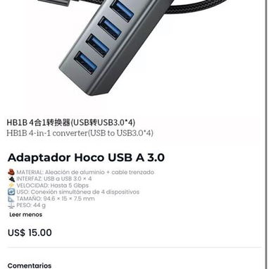 Adaptador Hoco USB A 3.0 y Adaptador Hoco USB A TIPO C 3.0 TDO NUEVO 0KM GARANTIA SOMOS TIENDA FISICA - Img 110538818