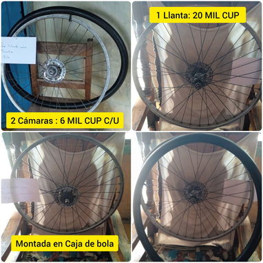 SE VENDE UNA LLANTA TRASERA DE BICICLETA DE ALUMINIO MONTADA EN CAJA DE BOLA 20 MIL CUP Y 2 CÁMARAS 26 BALÓN ANCHO 12MIL - 3/3