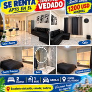 Renta apto en el Vedado, 2 cuarto, 1 baño, garaje, por tiempo indefinido - Img 57252387