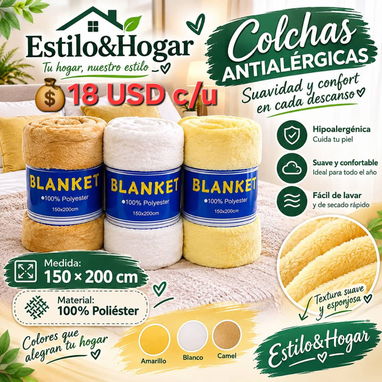 🔖Colchas antialérgicas de tela peluche y durazno Cameras, Queen y King - 8/10