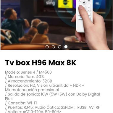 Tv box H96 Max 8K. Incluye control remoto y sus respectivas baterías - Img 116334025